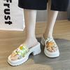 Ladies Shoes 2024 Fashion Summer Women's Slippers Comfortable High Heel Sandals Women Fashion Printed Sandals Chanclas Mujer
