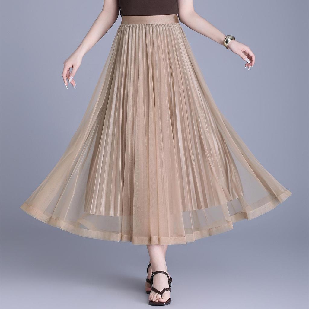 Purple Sequined A-Line Half-Skirt: Fashionable, Slimming, Versatile, with a Large Hem for a Loose Fit.