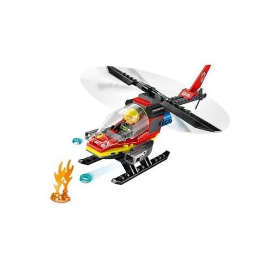 LEGO City Tűzoltó Helikopter Játék Kocka Oktató Fiúk Lányok Gyermekek 5 Éves 6 7 8 Jármű Autó Miniatűr 60411