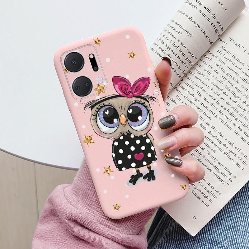 Case For Honor X7a 6.75 inch Cute Heart Flower Back Cover Soft Silicone Matte Protective Funda For Honor X7b X7c X7d X8b X8c TPU