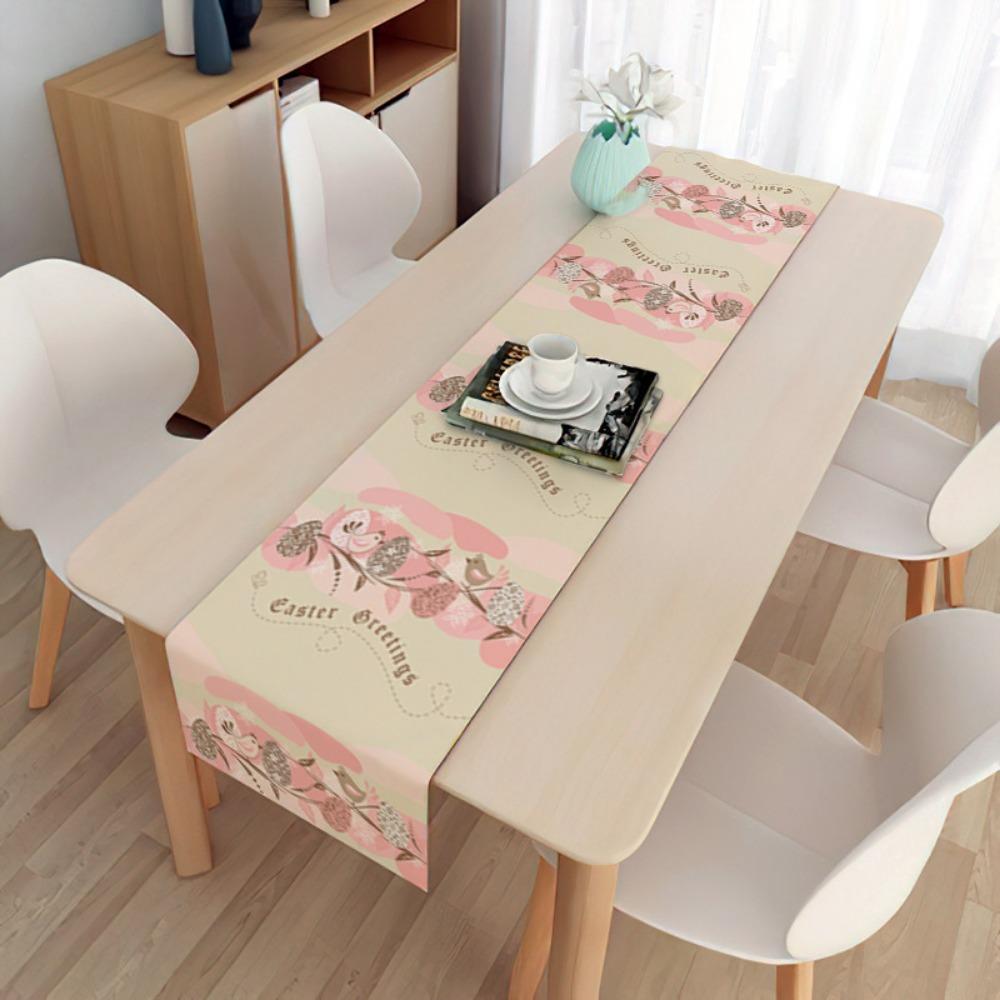 2 pièces Drapeau de table de Pâques Décoration de fête Table Oeuf Lapin Nappe Lin Double Drapeau