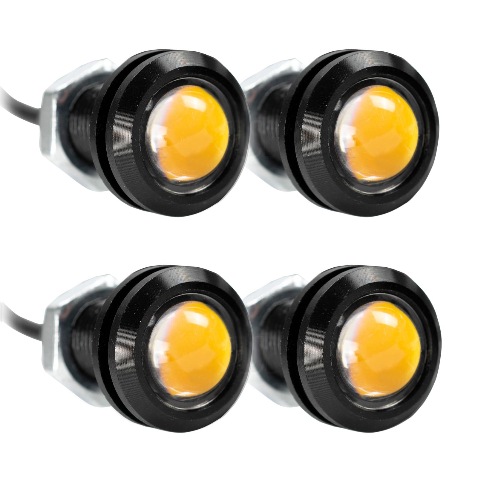 

4 шт., универсальное освещение передней решетки 12 В, янтарный мощный светодиод Eagle Eye DRL, автомобильная противотуманная лампа, задний резервный парковочный боковой сигнальный фонарь жёлтый