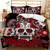 Halloween Skull Comforter Cover Collection Queen Dimension Size Black Gothic Skeleton Paisley Floral Sleep Bedding Collection Polyester Fabric