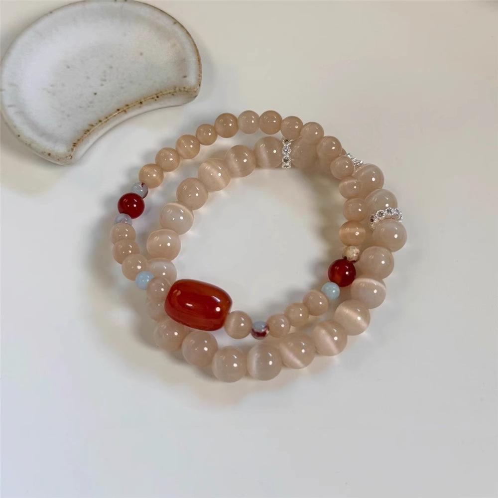 2025 New Chinese Style Women's Whitening Beaded Bracelet - Retro Ethnic, Layered, Literary, and Niche Ancient Design