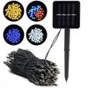Multicolor Remote-Control LED Solar String Lights, Outdoor Holiday Decoration, 8 Modes.