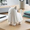 Personalized Festive Gift Ghost Cat Figurine, 3D Printed Cute Cloak Kitty Sculpture, Minimalist Halloween DIY Hand Painted Decor Tabletop Decor, Blank