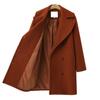 Autumn and Winter Plus Size Women's Woolen Coat Double-breasted Mid-length Trench Coat