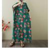 Women's Vintage Long Dress with Cotton and Linen Patterns