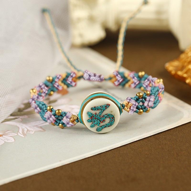 Dunhuang color niche design Nepalese bracelet Tibetan women's retro handwoven hand rope literary accessories