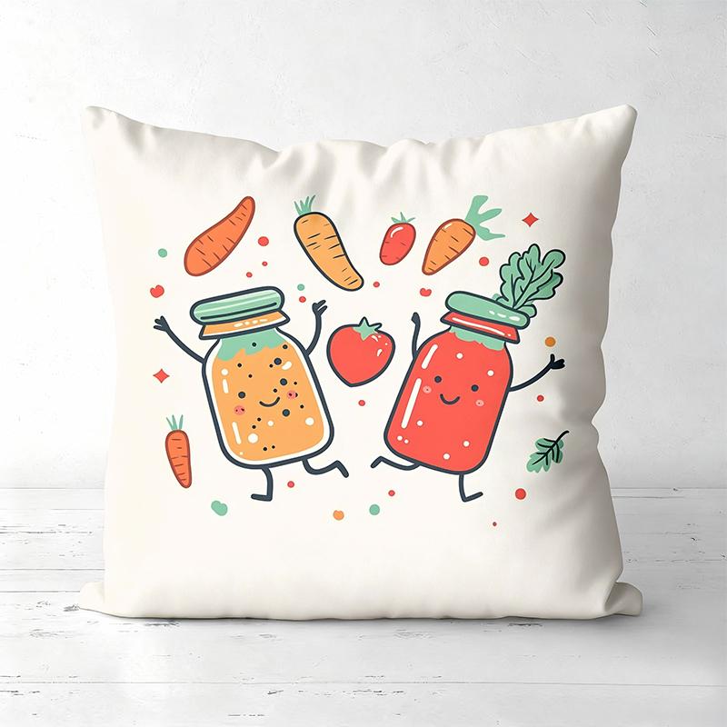 Cute Cartoon Vegetable Printed Throw Pillow Covers Polyester pillowcase, sofa decorative cushion cov Headboard Pillow