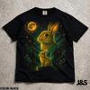 Bunny Howling To the Moon T-Shirt, 90s Full Moon Animals Graphic Tee, Retro Nature Lover Gift, Cottagecore Forest Night Life Rabbits Shirt