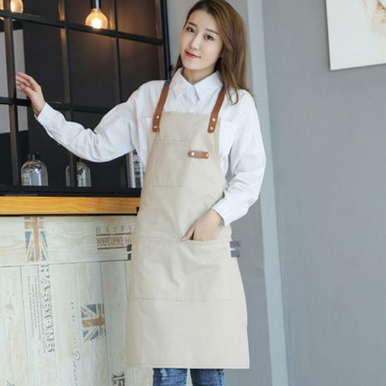 Custom Logo Canvas Waist Apron for Cafe, Nail Art, Milk Tea, and Kitchen Workwear