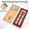 Cribbage Board Game Set, 3 Tracks Wooden Cribbage Board with Larger Storage Area, 1 Playing Card and 18 Metal Pegs, Travel Cribbage Board for Kids