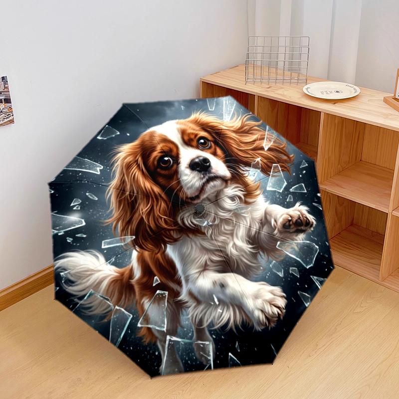 1 PC Automatic Folding Umbrella - Cute Pet Puppy Pattern, Portable & Foldable Design with 8 Ribs, Christmas Birthday Gifts