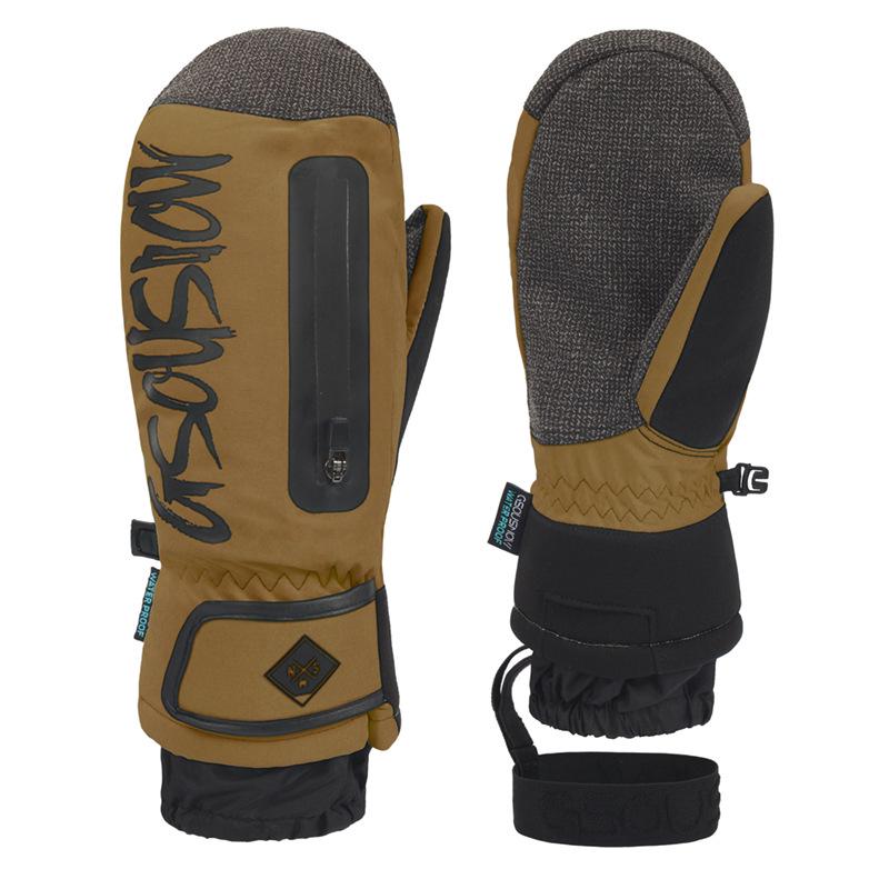 Unisex Waterproof Ski & Snowboard Gloves with Built-in Wrist Guard and Wear-Resistant Kevlar Large коричневый