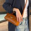 Pure Cowhide Portable Messenger Bag Women'S Versatile Leather Wide Shoulder Strap Cambridge Bag Cowhide Casual Women'S Bag
