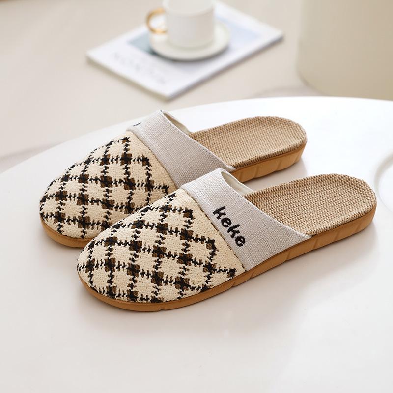 

Женские дышащие нескользящие льняные тапочки - Осенние Баотоу кружевные с полым дизайном 44-45