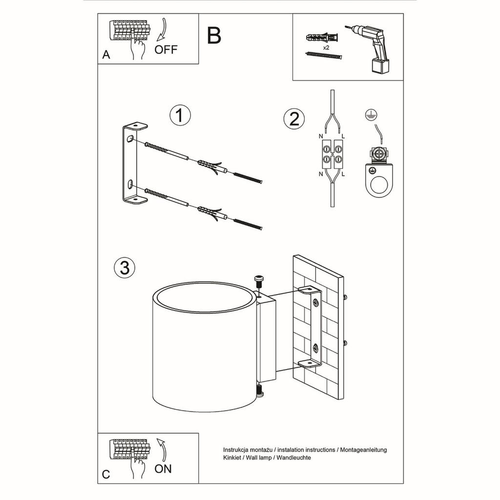 Orbis 1 Grey Wall Lamp