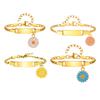 Engravable, Dripping Flower Stainless Steel Blank Curved Plate Three To One Nk Chain Children'S Bracelet, Jewelry 798