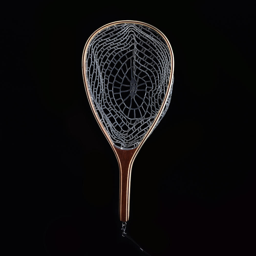 Fly Fishing Landing Net Wooden Handle Frame Catch and Release Net Portable Lightweight Rubber Fishing Net