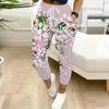 Sommer Damen Blumenprint Jogginghose Lockerer Schnitt Kordelzug Jogger Elastischer Bund Tägliche Lässige Hose