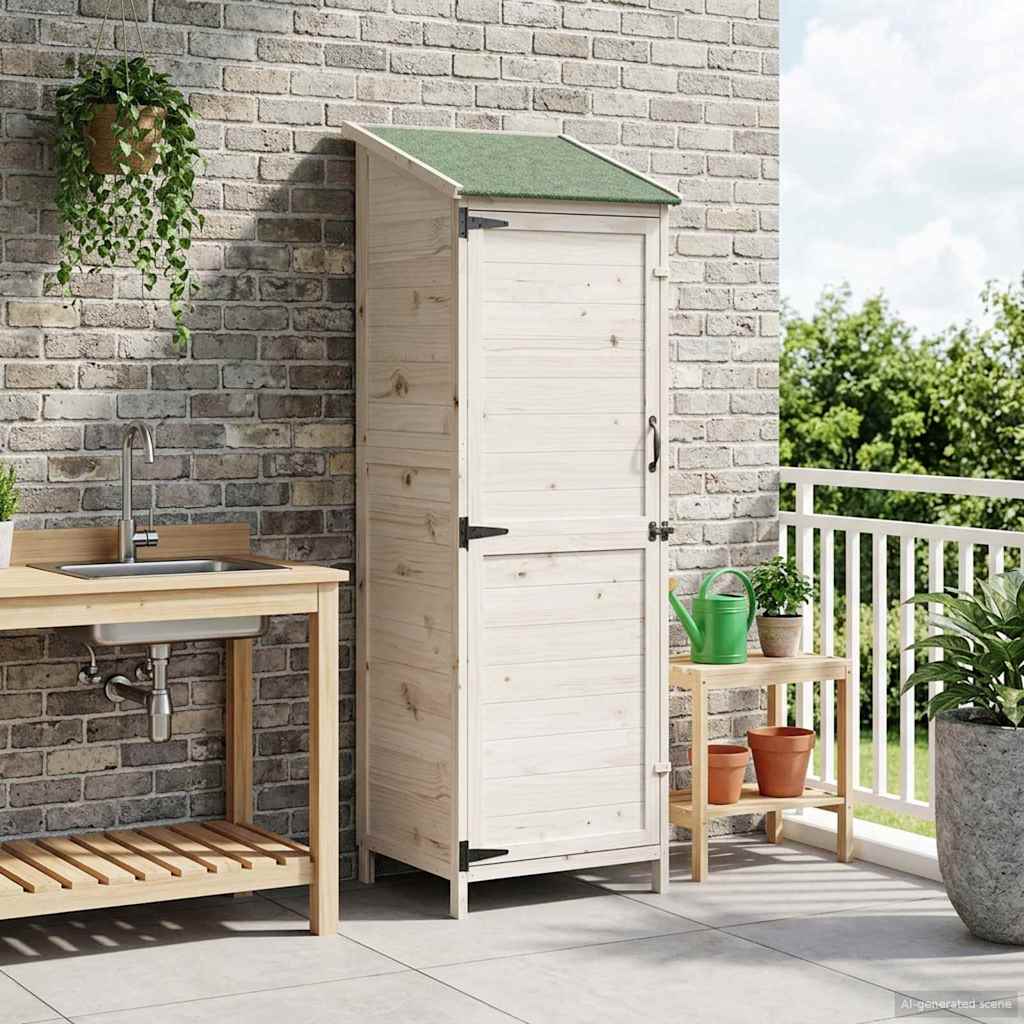 Garden Shed White 59.5 x 56 x 176.5 cm Solid Spruce Wood