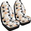 2pcs Cute Cat Pattern Print Car Seat Covers, For Women And For Man, Universal Auto Front Seats Protector Fits For Car, SUV Sedan