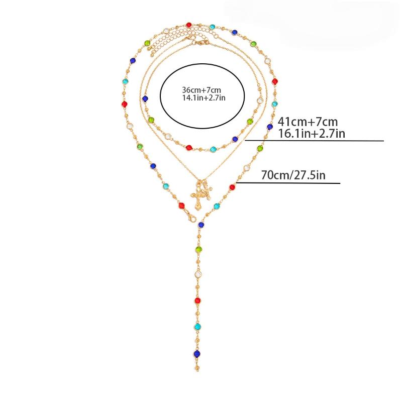 Fashionable Light Luxury Jesus Cross Pendant Necklace Set For Women Trendy Colorful Crystal Chain Choker Christian Jewelry Gift