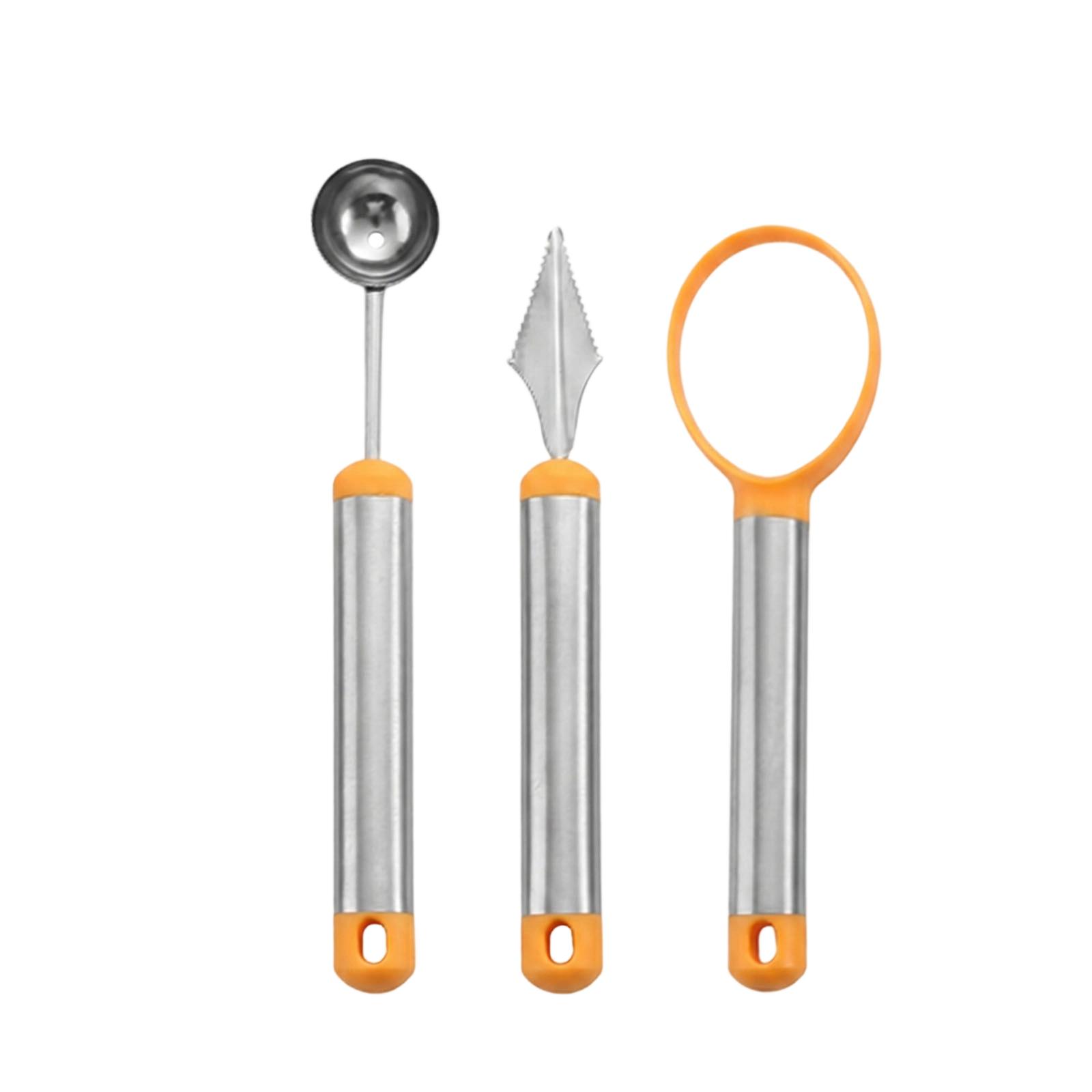 

Fruit Scoop Set 3 Pieces Stainless Steel Melon Baller with Ergonomic Handle for Kitchen Use and Food Preparation Tools One Size