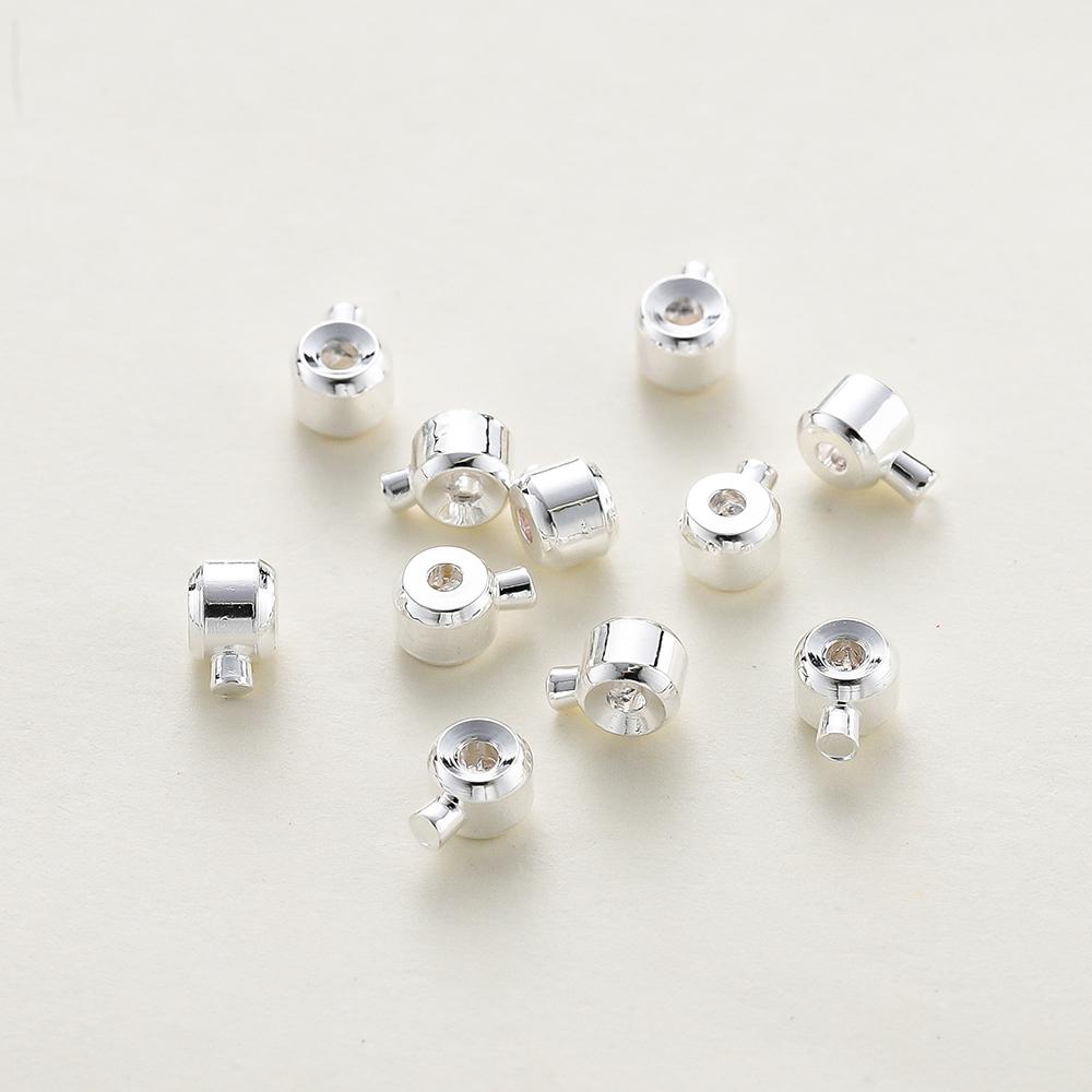 20pcs Positioning Clasp 14K 18K Gold Plated Crimp Snap Button Bracelet Necklace Fastener Ball End Cap For DIY Jewelry Findings