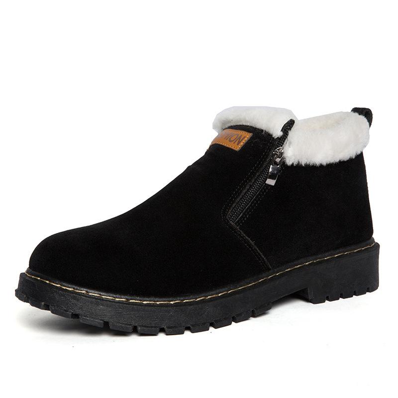 Módní černé pánské boty Designérské zimní boty Pánské teplé krátké plyšové ležérní kozačky s kožešinou Pánské zipové sportovní boty222