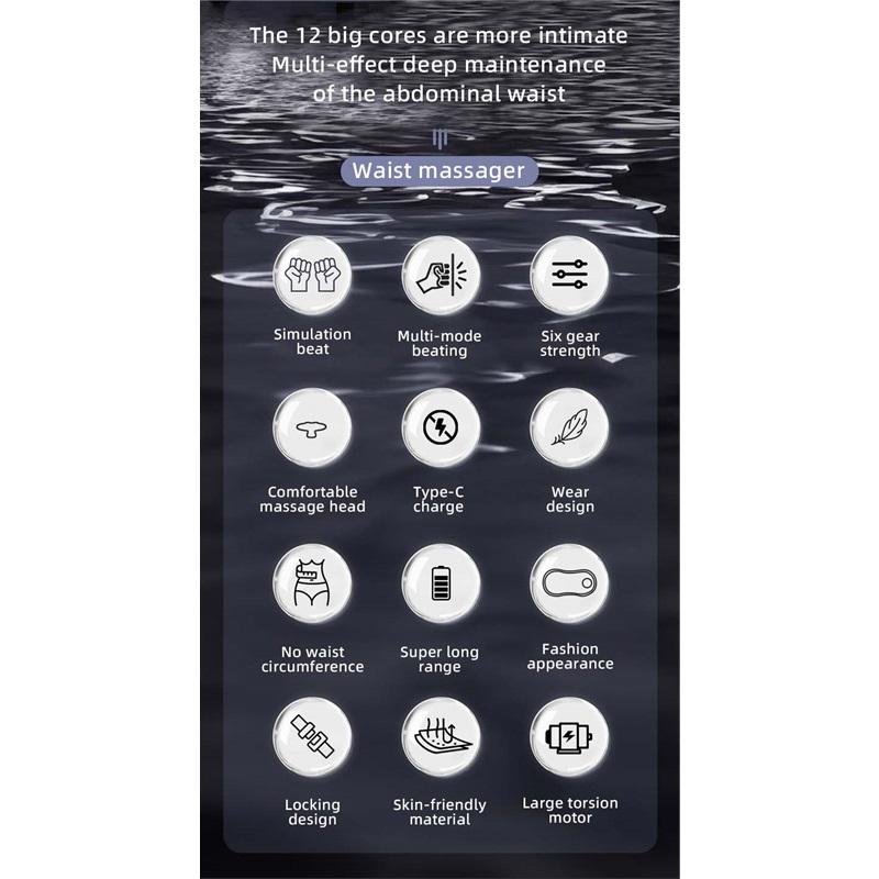 Elektrikli Bel Masaj Kemeri Titreşim ve Vurmalı Masaj ile Sırt Rahatlaması için Şarj Edilebilir Uzaktan Kumandalı Perküsyon Masajı