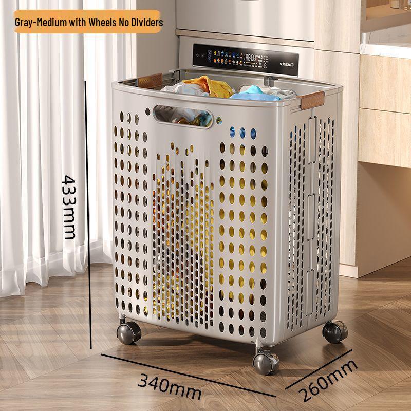 Skládací koš na prádlo s kolečky - Velkokapacitní úložný prostor na špinavé oblečení do koupelny