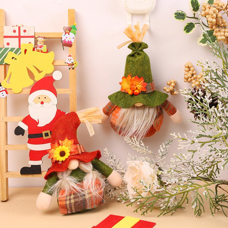 Thanksgiving Faceless Old Man Gnome Doll Pendant - Harvest Festival Decor