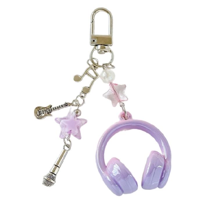 Vibrant Headphone Charm Keychain Keyring Phone Chain Featuring Musical Notes For Birthday Presents and Decorations