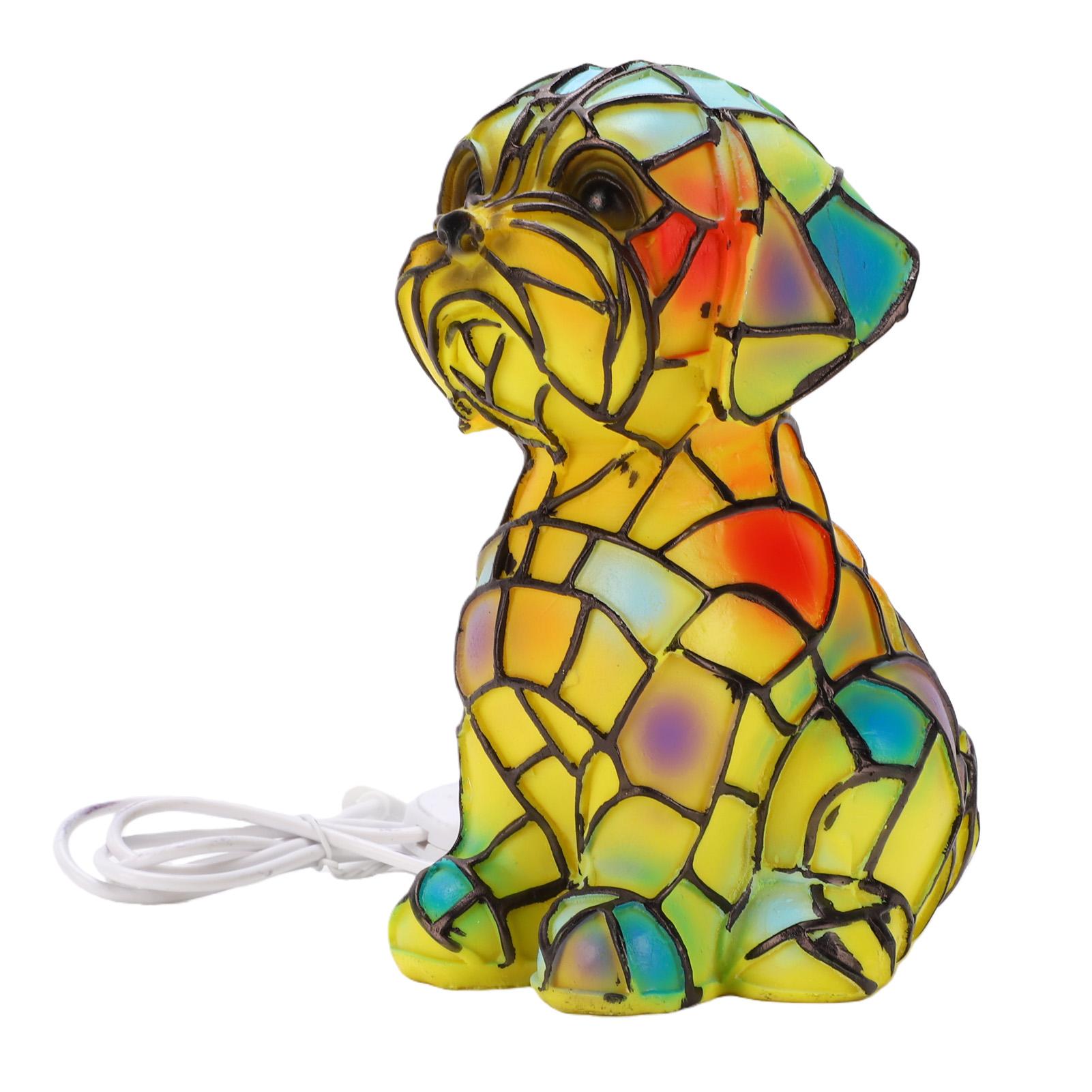 

Small Dog Lamp Retro Stained Resin Tabletop Night Light 3D Cute Puppy LED Table Lamp Home Decor