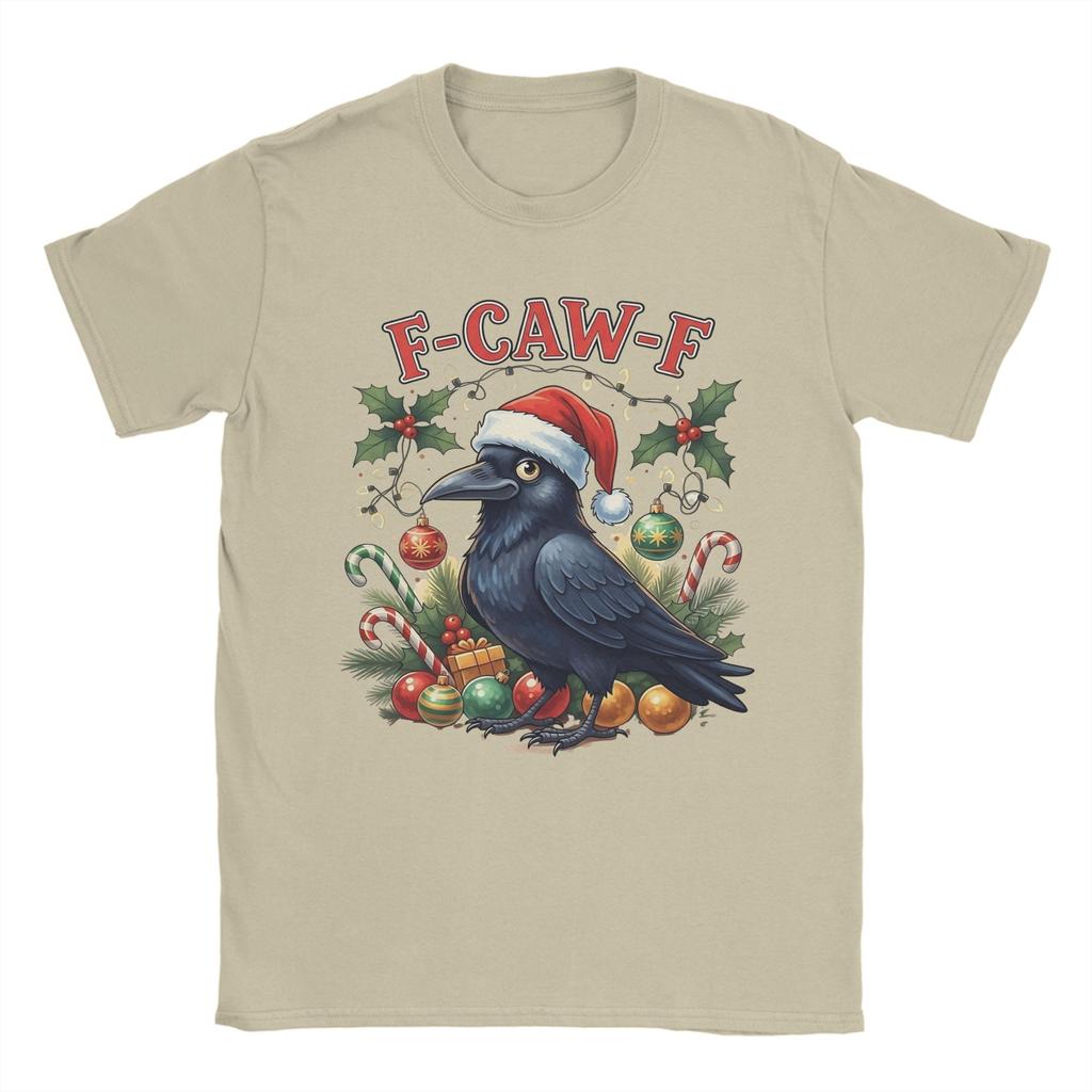 F-CAW-F Vrána Vánoce Vtipné Santa Vrána Pánské Tričko Úžasné Tričko z Čisté Bavlny Kulatý Výstřih Krátký Rukáv Tričko Oblečení