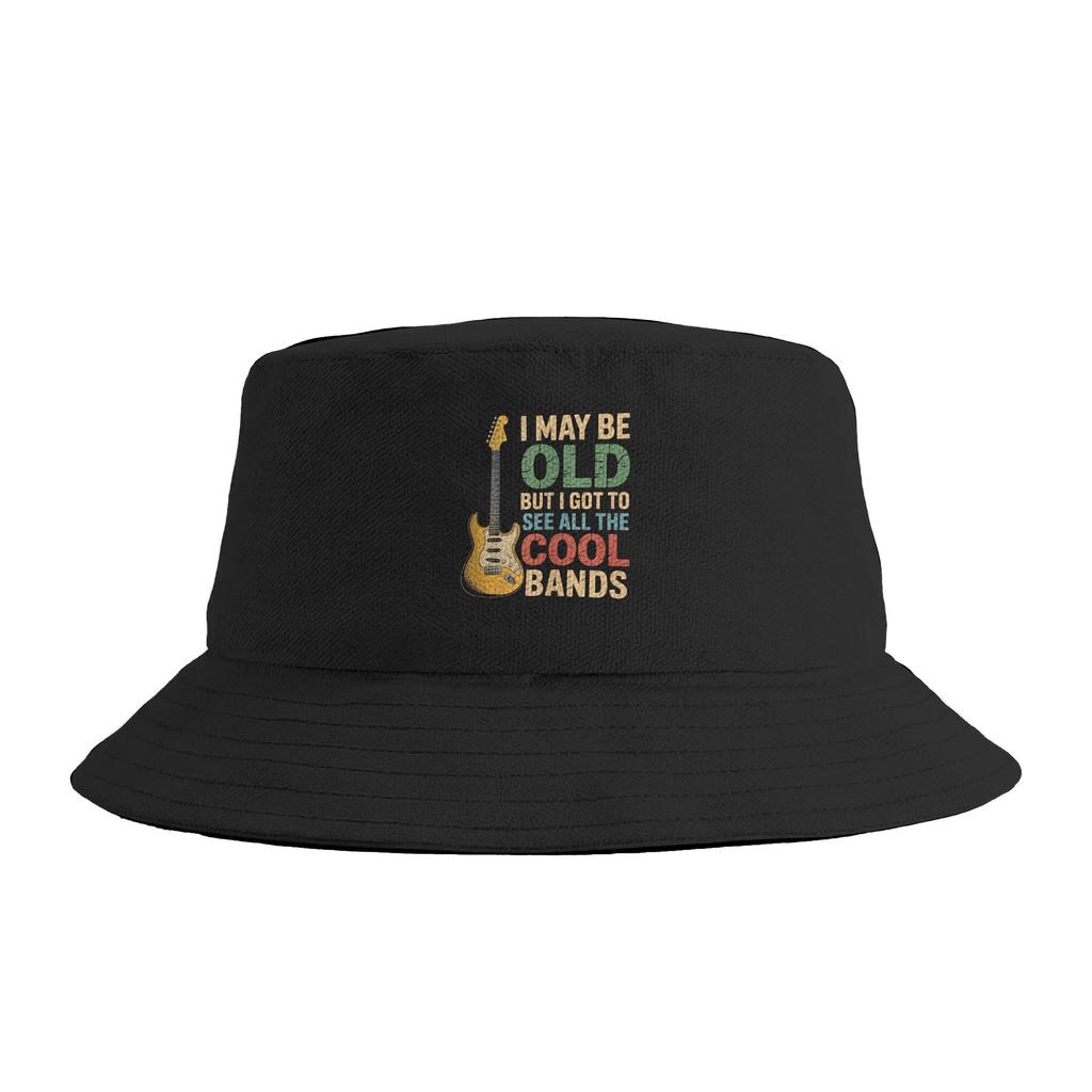 Unisex I May Be Old But I Got To See All The Cool Bands Bucket Hat Foldable Fisherman Hats Summer Korean Fishing Caps Outdoor