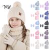 Set Cappello Sciarpa Guanti Invernali per Bambini Piccoli, Set 3 Pezzi Berretti Foderati in Pile Scaldacollo Manopole Calde per Bambini e Bambine, Lavorato a Maglia