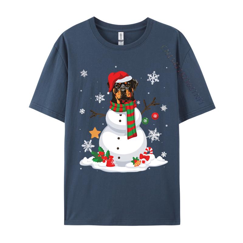 Funny Snowman Rottweiler Dog Santa Tshirt Black Cotton Tops  Tees Gift Cheap Custom T Shirt Brand Clothing