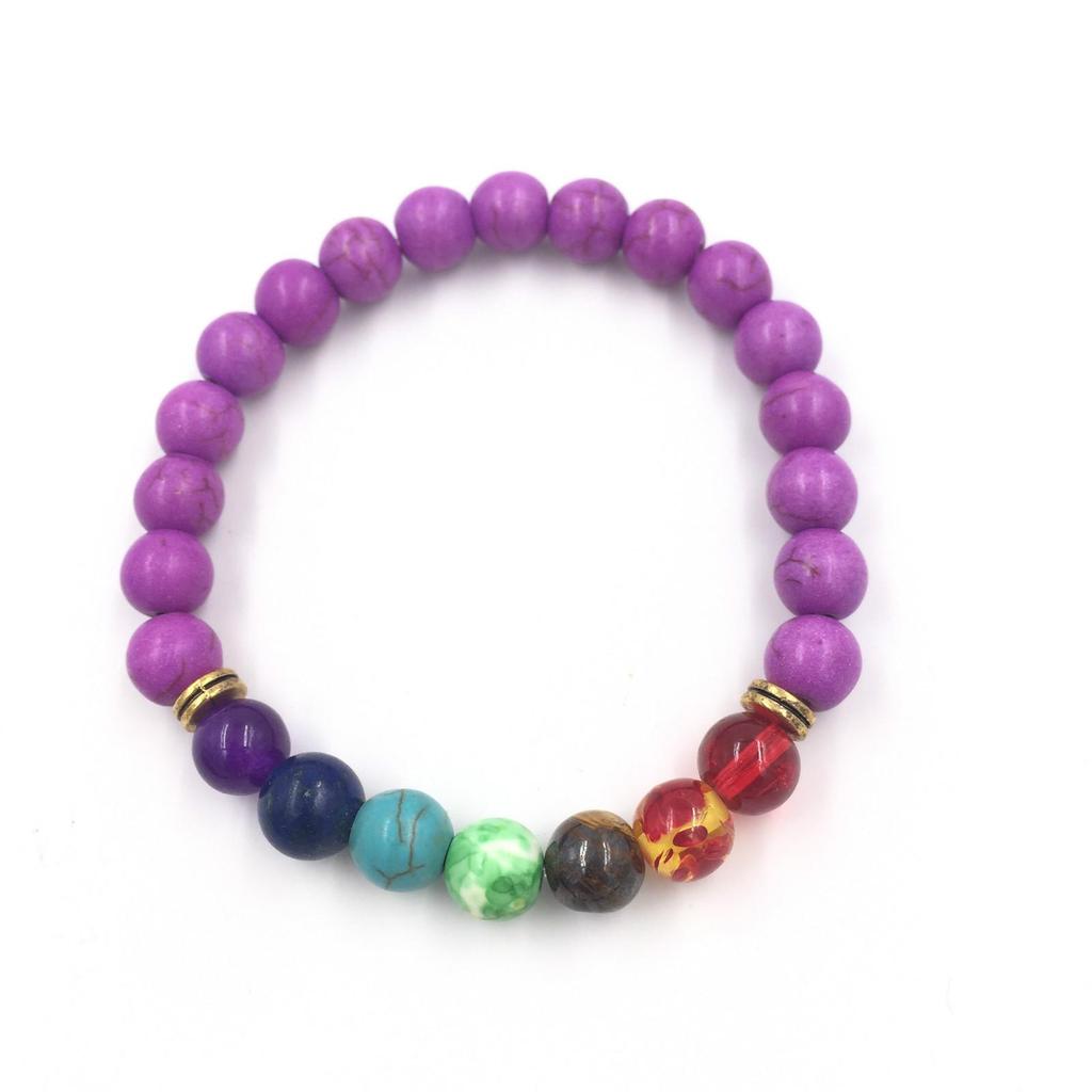 Unisex Rainbow Volcanic Stone Bracelets - European & American Couple Sets