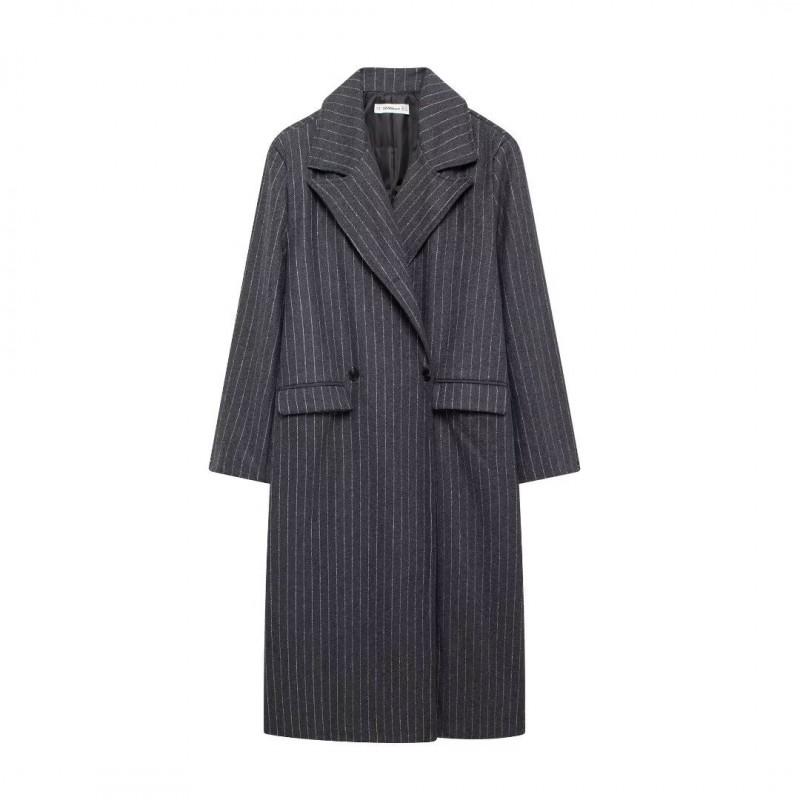 Womens Long Wool Blend Trench Coat