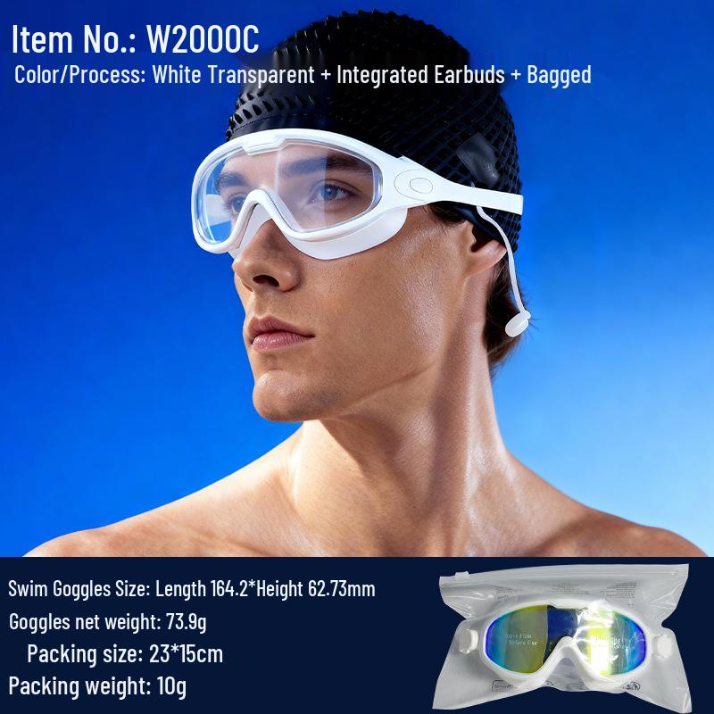 Men’s Adult Electroplated HD Anti-Fog Protective Swimming Goggles – Waterproof, Large Frame