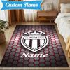 Custom Name Monaco Football Crest Rug Game Carpet, Floor Mat for Bedroom Living Room Entryway Rug, Home Decor Idea Gift for Christmas Birthday