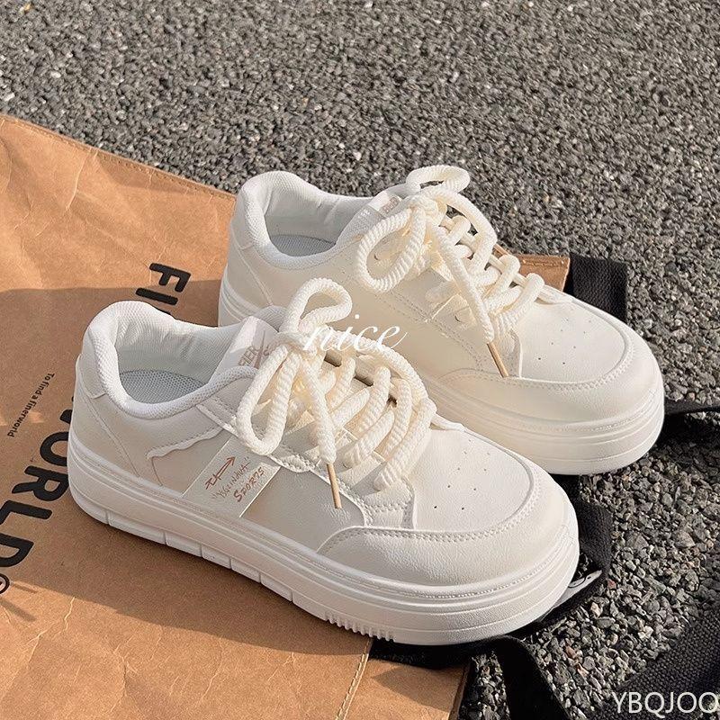 New Fashionable Comfort Women Flat Shoes Autumn Lightweight Breathable White Casual Sports Shoes Lace Up Women Platform Shoes