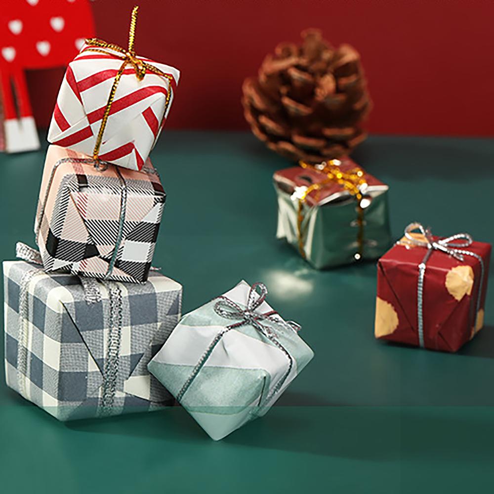 12 ks 3cm Kostkované ozdoby dárkové krabičky Vícebarevné opakovaně použitelné vánoční dekorace Víceúčelová dekorace květinového věnce