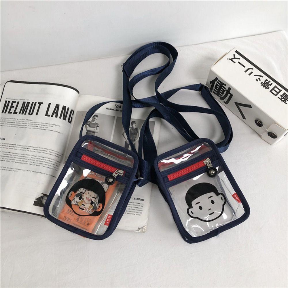 Printed Crossbody Bag Small Square Bag Couple Shoulder Bag Simple PVC Transparent Bag  Shopping