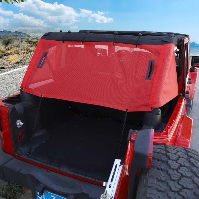 Car Rear Trunk Sunshade Mesh Sunscreen Cover for Jeep Wrangler JK 4-Door Version Exterior Accessories, UV Protection