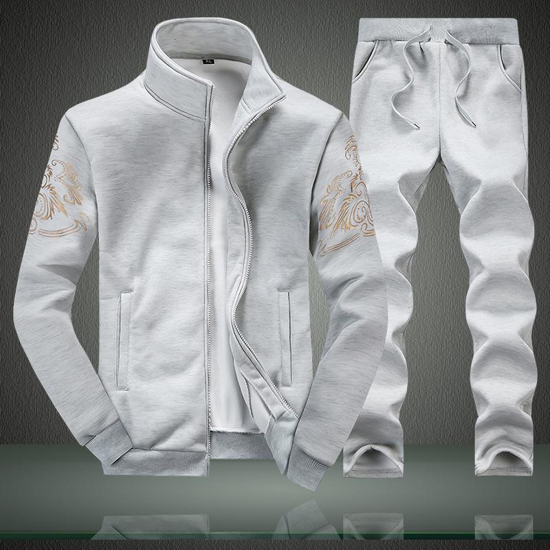 

Spring And Autumn Men s Zipper Cardigan Sports Suit XXXL сірий
