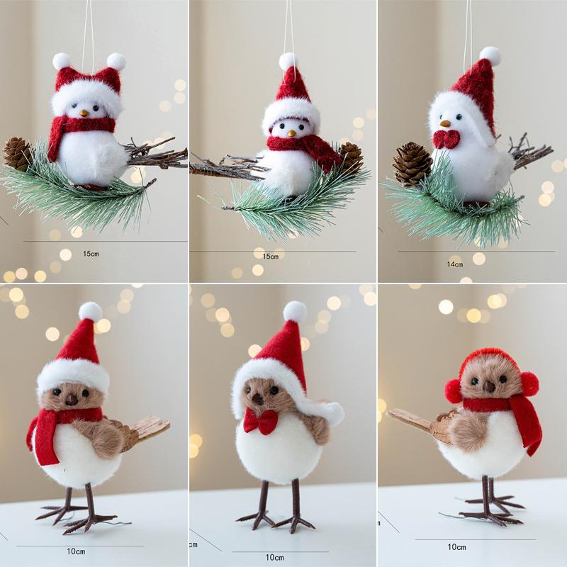 3 Pcs/Set Cute Christmas Robins Bird Christmas Tree Decor Crafts Fake Foam Birds Home New Year Decor Ornaments